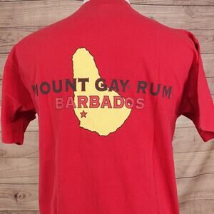 Vintage Mount Gay Rum Barbados Shirt Large Red Graphic Tee Single Stitch
